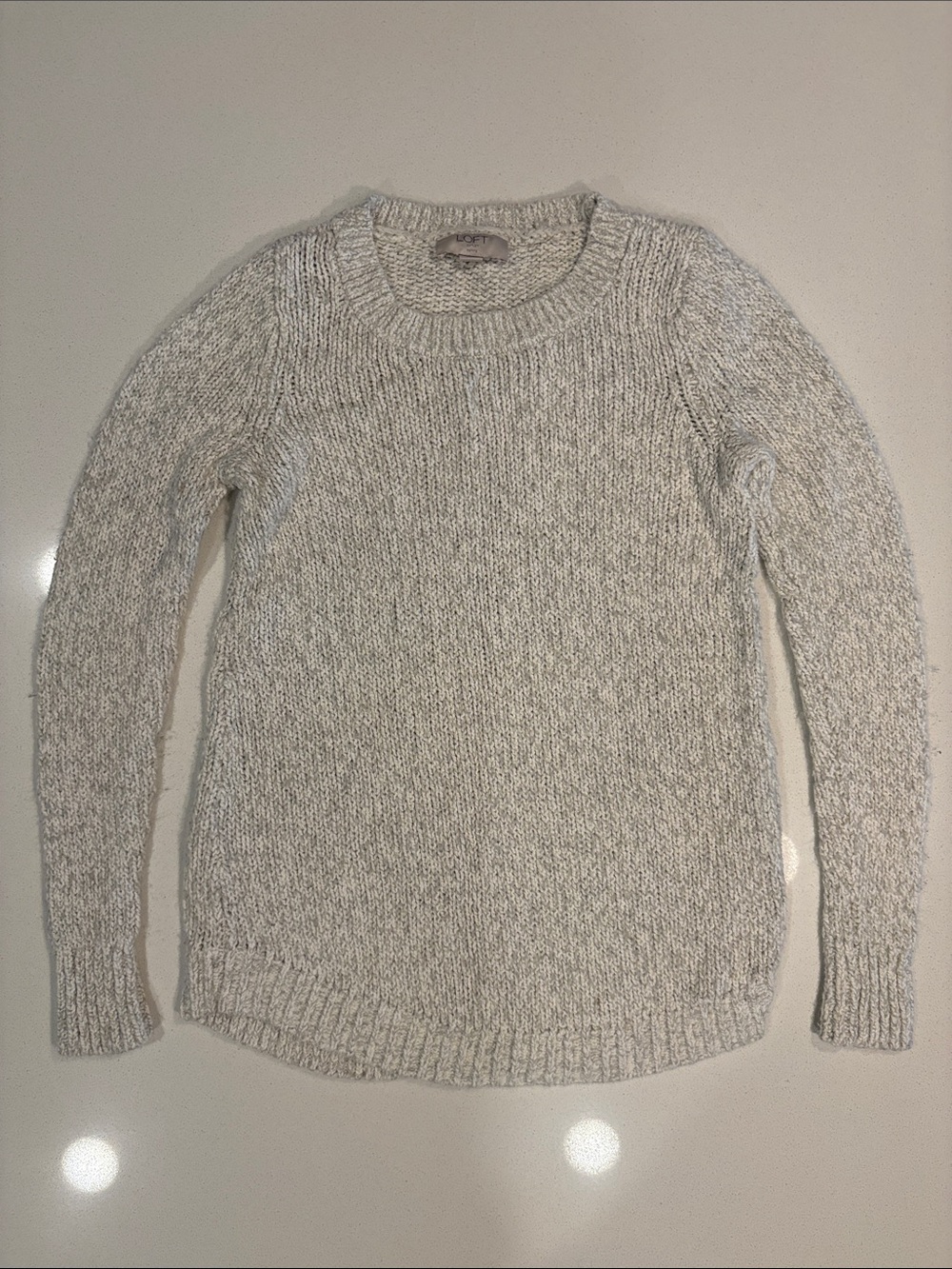 LOFT Women's Light Heather Gray Crewneck Sweater